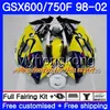 Czarny Body Srebrzysty Hot dla Suzuki Katana GSXF 600 750 GSXF750 98 99 00 01 02 292HM.12 GSX 750F 600F GSXF600 1998 1999 2000 2001 2002 Owalnia