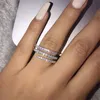 Enkel Söt Kvinna Full CZ Diamant Finger Ring Lyx Smycken 925 Sterling Silver Förlovningsring Färgglada Zirkon Ringar För Kvinna Present