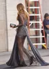 Gossip Girl Blake Lively Fashion Zuhair Murad فساتين لحضور الحفلات الموسيقية رمادية طويلة الأكمام الدانتيل الكامل مطرز فساتين السهرة فساتين المشاهير