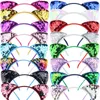 2020 Cute Glitter Flip Sequins Cat Ear Hairband lace ribbon Girls Reversible Flip Sequined Hair Clasp Hair Hoop Kids Women Headres1725340