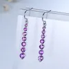 Umcho Natural Amethyst Purple Gemstone Earrings For Women 925 Sterling Silver Drop Round Brand Fine Fashion Earrings For Her