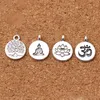 100 sztuk / partia Tybetański Silver Round Tag Lotus / Life Tree / Buddha Charms 15mm Metal Wisiorki Biżuteria Dokonywanie Akcesoria