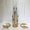 10 Jefes de metal acrílico cristal de la tabla del boda pilar central de la flor de los candelabros de oro soporte de la vela titular senyu0418
