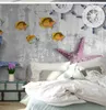 Papel pintado 3d para teléfono 3d dimensional estilo mediterráneo estrella de mar sala de estar dormitorio Fondo decoración de pared Mural papel tapiz