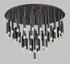 LED Modern Chandelier Para Designer jantar sala Matte Black para Decoração Multi-cabeça Quarto Fixtrues Iluminação Suspensos MYY