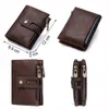 Kontaktens äkta Crazy Horse Leather Mens Wallet Man Cowhide Cover Coin Purse Small Brand Male Creditid Multifunktionell Wal2329