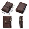 Contact's véritable Crazy Horse Leather Mens Wallet Man Homme Couche de vache Couverture Purse Small Brand Male Credidid Multifonctionnel Wal2779