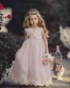 2019 goedkope mooie roze juweel hals lange kant boho bloem meisje jurken dochter peuter mooie kinderen pageant eerste heilige gemeenschap jurk