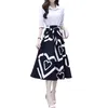 Casual Dresses Women Elegent Office A-line Dress Three Quarter Sleeve Spring Autumn 2021 Fashion Vintage Printing Party Vestidos