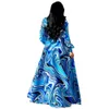 Women Floral Print Maxi Dress Boho Casual Full Sleeve V Neck Loose Chiffon Beach Dress Vintage Plus Size S-XXL 2019 Summer