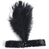 Black Ostrich Feather Headband Party Supplies 1920s Flapper Sequin Charleston Kostym Headbands Band Ostrich-Feather Elastic Headdress On Sale