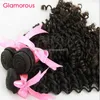 Trames Glamour Cheveux Péruvien Indien Malaisien Brésilien Vague Profonde Bouclés Extensions de Cheveux Humains Fabriqué À La Machine Double Trame Cheveux Tisse 3 Bu