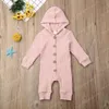 Baby Girls Chłopcy Paski Pajaciki Niemowlę Kapturem Kombinezony Jesień Boutique Dzieci Dzianiny Ciepłe Onesies Outfits Dzieci Wspinaczka Ubrania