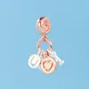 Rose Gold Sterling Silver Love letter Pendant Charm Womens Jewelry DIY accessories with Original Box For pandora Bangle Bracelet Making Charms Set