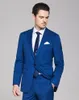 Moda Kraliyet Blue Damat Smokin Groomsmen Tek Düğme Tepe Yoku En İyi Adam Takım Düğün Erkekleri Blazer Takımları (Ceket+Pantolon) DH6021