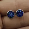 2019 New Stainless Steel Druzy Resin Mermaid Fish Scale Pattern Dome Seals Cabochon Stud Earrings For Girls Kids 8mm Lady 12mm5852306