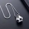 IJD10749 Stainless Steel Soccer Ball Cremation Charm Urn Pendant Hold Human AshesBlackWhite Enmael football Memorial Jewelry1038427