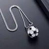 IJD10749 Rostfritt stål Soccer Ball Cremation Charm Urn Pendant Hold Human AshesblackWhite Enmael Football Memorial Jewelry5176274