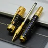 Limited edition Elizabeth Roller ball pen Black and Golden Silver engrave Diamond inlay Cap Business office supplies with Serial Number