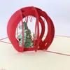 수제 산타 타는 메리 크리스마스 종이 카드 크리 에이 티브 3D 팝업 집 인사말 카드 축제 파티 용품