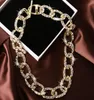 2020 European and American wind blogger Cuban chain wide-brimmed thick chain necklace nightclub hip-hop hipster full diamond clavicle chain