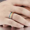Mens Womens Rainbow Colorful LGBT Ring Stainless Steel Wedding Band Lebian & Gay Rings