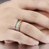 Mens Womens Rainbow Colorido LGBT Anel de Casamento Aço Inoxidável Anéis Gay Lebian