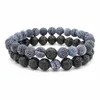 Bracelets de couple en pierre naturelle en vrac Ensemble pour femmes Hommes Agate Oeil de Tigre Charme Diffuseur d'huile essentielle Lava Rock Perles Bracelet Bijoux faits à la main