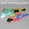 Wholesale Colorful Mini Silicone Smoking Spoon Pipe Tobacco Pipes Silicon HandPipes Mixed Colors skull smoke rigs