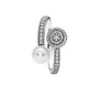 White Crystal Pearl Clear CZ Diamond 925 Sterling Silver RING Set Original Box for Pan Luminous Glow Rings Women Girls Wedding Jewelry W180