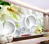 現代の3D写真の壁紙のリリーサークルの壁紙ホームインテリアの装飾リビングルームの天井ロビー壁画壁紙
