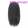 Afro Kinky Straight Indian Virgin Elastic Band Drawstring Ponytails 120g 140g 160g Natural Black Full Cuticle Aligned Human Hair Extension