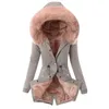 Soprabito da donna Cappotto foderato in pelliccia Cappotto da donna lungo caldo spesso invernale Cappotto con cappuccio Cappotto lungo lungo casual sottile Nuovo caldo # Y5-5