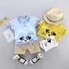 2019 Trend Style Summer Cotton Polo Shirt Big Ear Dog Mönster med kort ärm och shorts Två bitar för pojkar och tjejer