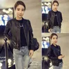 Zipper Stand Collar Jackets de couro PU feminino punk motociclista Spliced ​​Slim Woman's Faux Fur Casacos curtos YL003