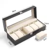 6 SLOTS WRIST Watch Display Case Box Jewelry Storage Organizer Box With Cover Case smycken Watches Display Holder Organizer244R