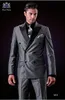 Новые двубортные серый жених смокинги пик лацкан мужские костюмы 2 шт свадьба / выпускной / ужин блейзер (куртка + брюки + галстук) W771