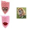 New Pet Valentine Scarf Lip Print Dog Bib Love Pet Grid Towel Gifts for Pet Plaid Print