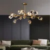 New luxury crystal copper chandelier living room lamp fixtures Nordic restaurant decoration lamp luster stone lamp