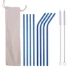 Metal Reusable Stainless Steel Straws Straight Bent Drinking Straw With Cleaning Brush Set Party Bar accessory JK2006XB