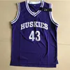 Kolej Basketbol Kenny Tyler Jersey 43 Erkekler 6th Man Film Huskies Formalar Marlon Wayans Üniversitesi Mor Hayranları Için Mor Takım R ...