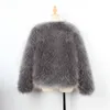 Kvinnor Furry Faux Fur Coat Soft Ostrich Fjäder Fake Fur Jacka Vinter Varm Ytterkläder Vintage Party Short Outwear # T2G