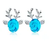 Women Xmas Gift Elegant Jewelry Christmas Pearl Deer Earrings Reindeer Ear Stud GB1353