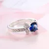 10 PCS Luckyshine Novo 925 Anel de Prata Moda Casamento Azul Anel de Cristal Crystal Rinestone Anel Atacado