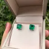 Wong Rain Vintage 100% 925 Sterling Silver Emerald Cut Emerald Gemstone Earrings White Gold Ear Studs Fine Jewelry 전체 CX2007062645