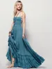 European and American sexy dresses halter hanging neck big swing beach dress long skirt 5 colors