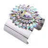 moda Atacado-ins designer de luxo exagerado larga super brilhante zircão cristal de diamante pulseira flor aberta pulseira para a mulher