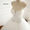 Zobacz za pomocą V Neck Suknie panny młodej A-Line Frranży Koronki Długie Custom Made Wedding Sukienki ślubne