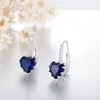 Fashion- Stainless steel Heart Shape Stud Earrings blue color for Women Genuine Jewelry rose gold love earring Crystal CZ Enamel Party Gift