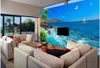 Mooi landschap wallpapers blauwe hemel, zee, boom, zeemeeuw, woonkamer, slaapkamer, tv achtergrond